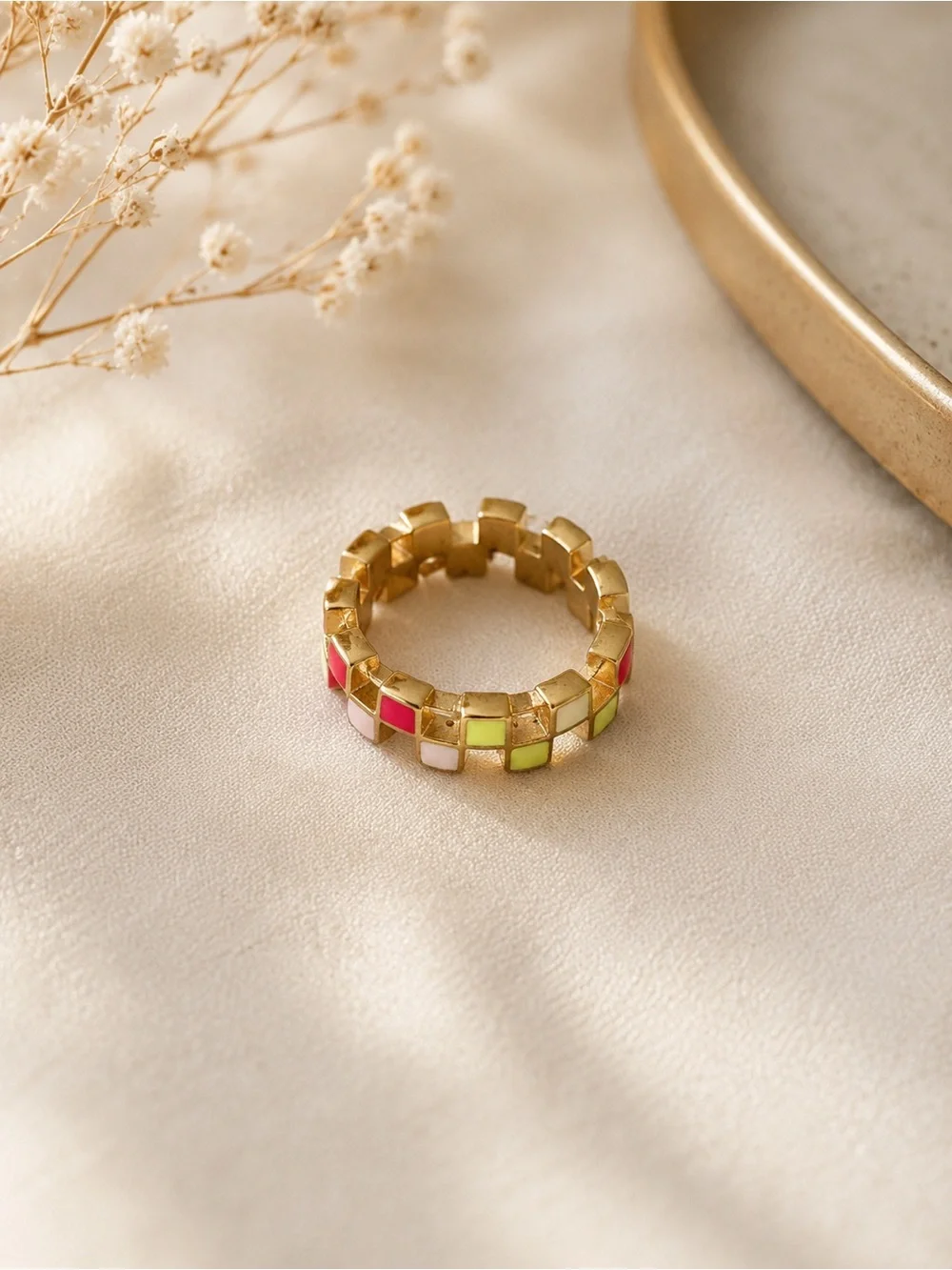 Hey Harper Whoopi Ring Size 6 Gold-Tone Colorful Enamel Stack Ring